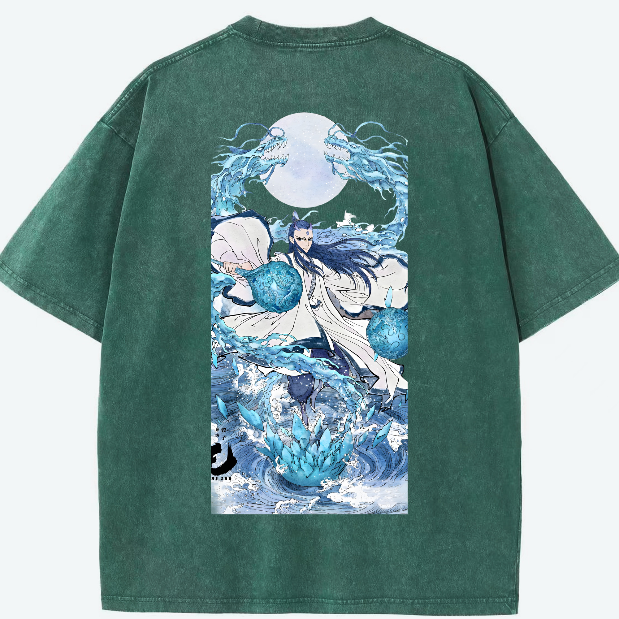 （画像用） Ne Zha 2 ナタ 魔童の大暴れ 綿100% ヴィンテージ風 半袖Tシャツ（背面プリント）